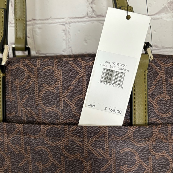 CALVIN KLEIN Nylon & Faux Leather Logo Structured Tote Bag - Picture 14 of 16